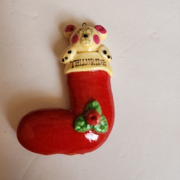 no brand Other - Telluride Bread Dough Christmas Ornament Stocking with Bear